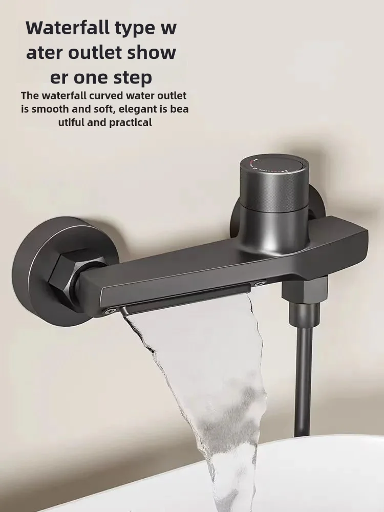 Bathtub Faucet Waterfall Hand Shower Brass Chrome Wall Mounted Bathroom Shower Mixer Tap system Set