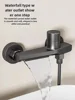 Bathtub Gray Waterfall Bathtub Faucet With Hand Shower Brass Chrome Wall Mounted Bathroom Shower Mixer Tap Shower system Set 1
