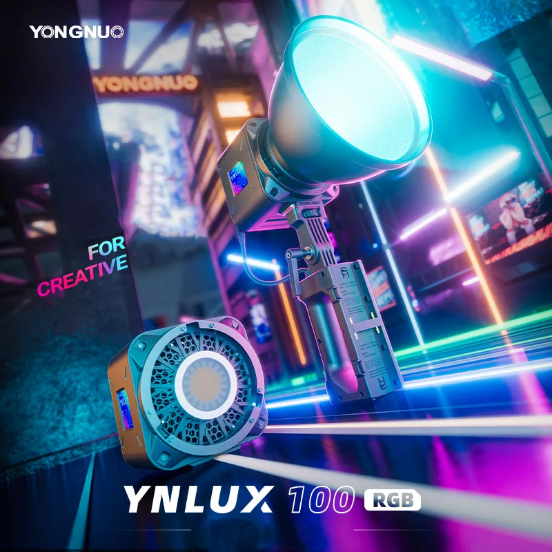Yongnuo 휴대용 야외 COB LED 조명 마운트, LUX100RGB YNLUX100 RGB 120W, 2700K-10000K 보웬스