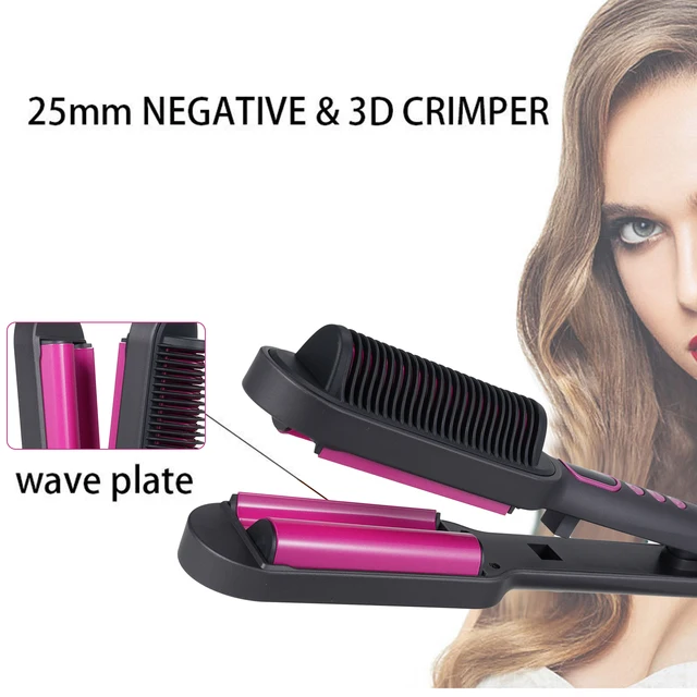 Dual-Zweck Haar Curler Haarglätter Drei-Barrel Welle Curling Eisen Haar Glättung Kamm Haar Styling Werkzeug