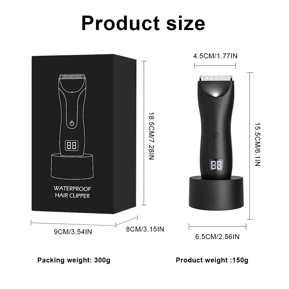 Body Hair Trimmer Rechargeable Groin Hair Trimmer Waterproof Electric Shaver with 2 Guide Comb Body Groomer for Fathers Day Gift 6