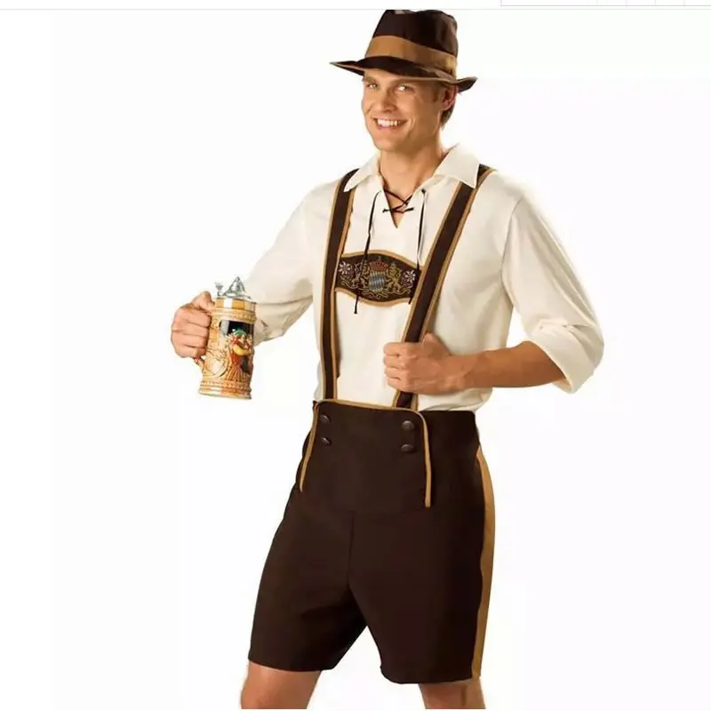 

Halloween Costume For Men Boy Set Cloth Fashion Oktoberfest Aldult Kid Shirt Top+Shorts+Hat 3pc Outfit