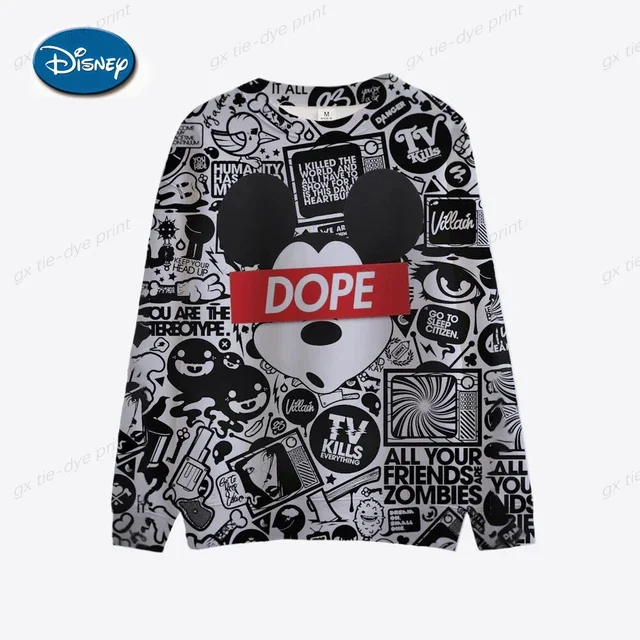 thumbnail image 1 of Sudadera con capucha de Mickey y Minnie con estampado 3D de Disney Mickey Mouse Anime, suéter informal de otoño para hombre, top ajustado para mujer para hombre, 1 of 5