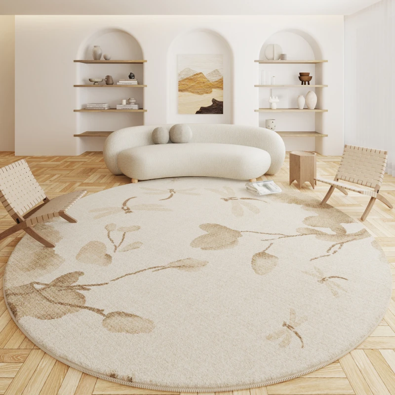 Cream Style Living Room Decoration Round Carpet Light Luxury Rugs for Bedroom Fluffy Soft Study Rug Thick Plush Lounge Floor Mat 3
