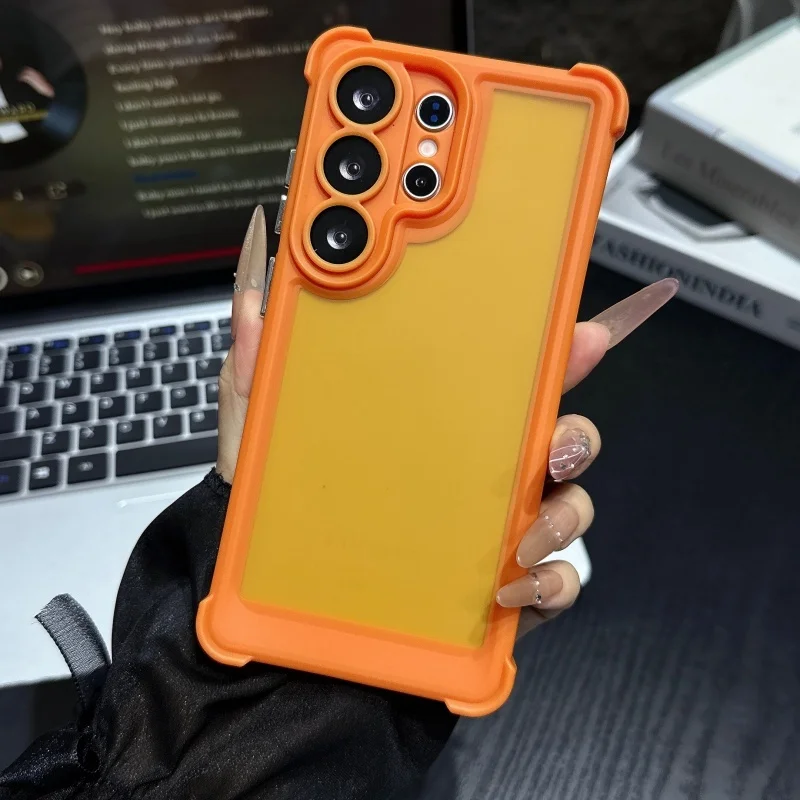 Shockproof Clear Matte Military Armor Case with Hybrid Translucent Protective Frame