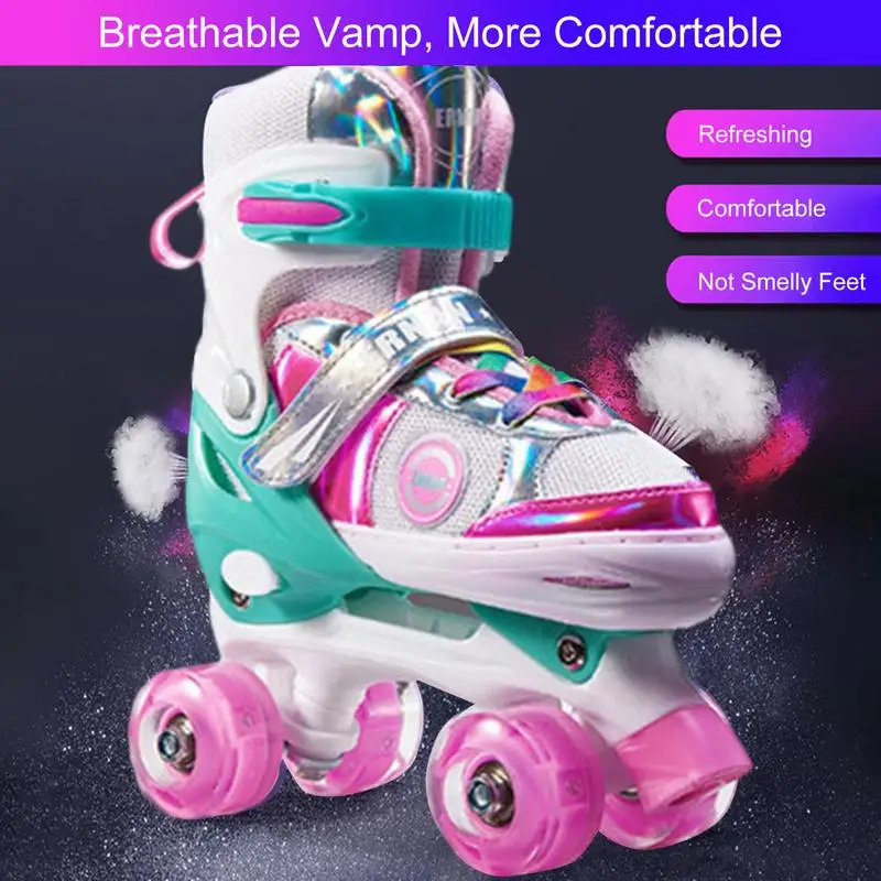 Children's Roller Skating Shoes Skates For Kids Skates Shoes Adjustable Double-row Roller Skates For Kids Girls Boys Aged 2-8