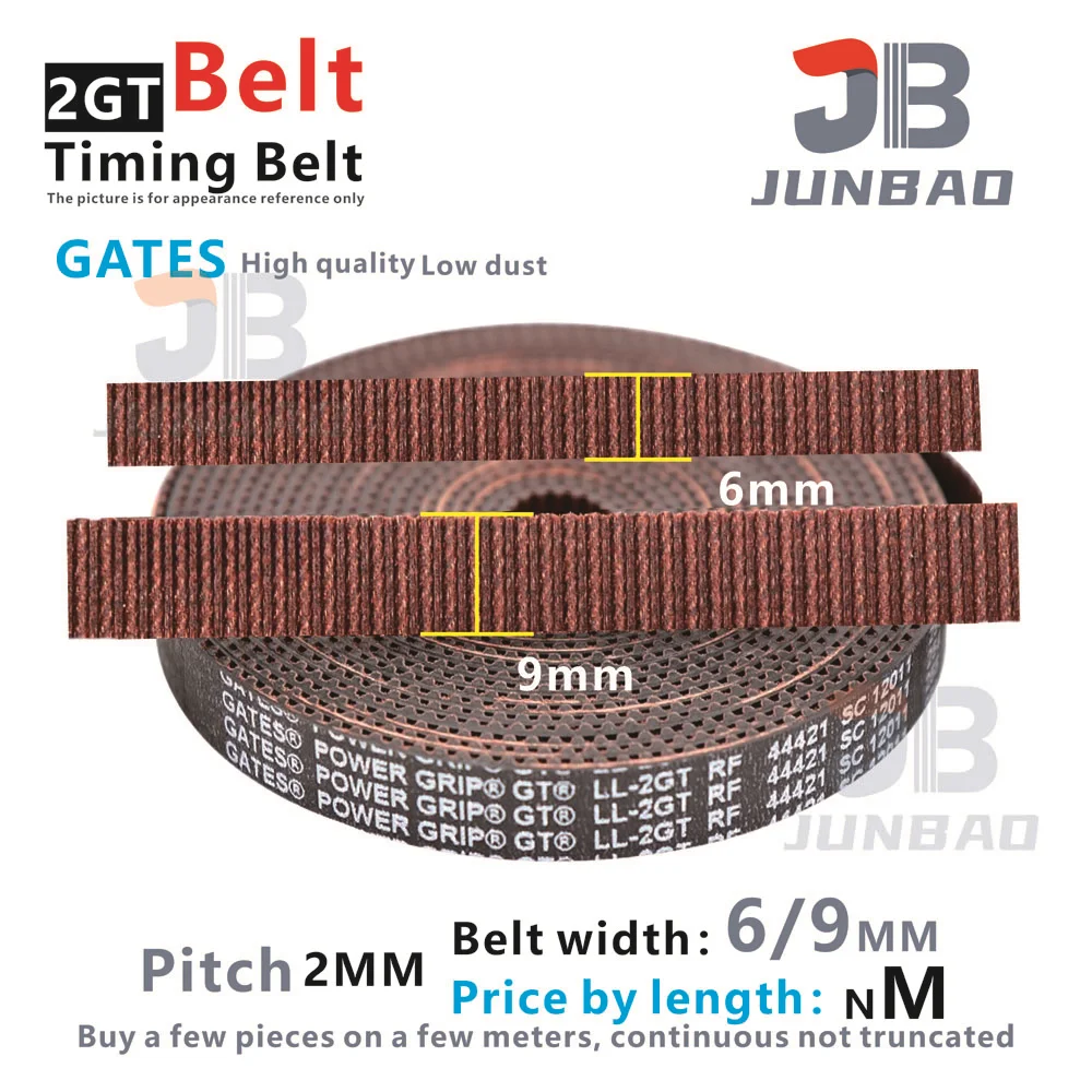 

GATES 2GT High Quality Low Dust Open Timing Belt LL-2GT-6RF/9RF width 6 9MM 188-2GT-6RF Synchronous Belt VORON 3D Printer Parts