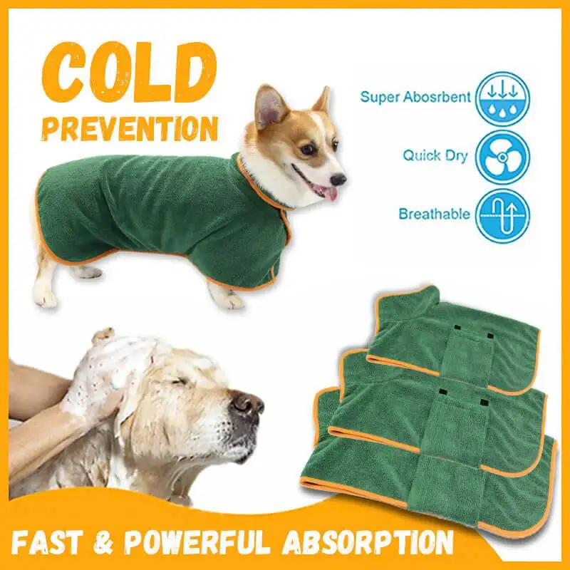 Pet Bath Towel Super Absorbent Pet Bathrobe Dog Drying Coat Microfiber Beach Towel For Large Medium Small Dogs
