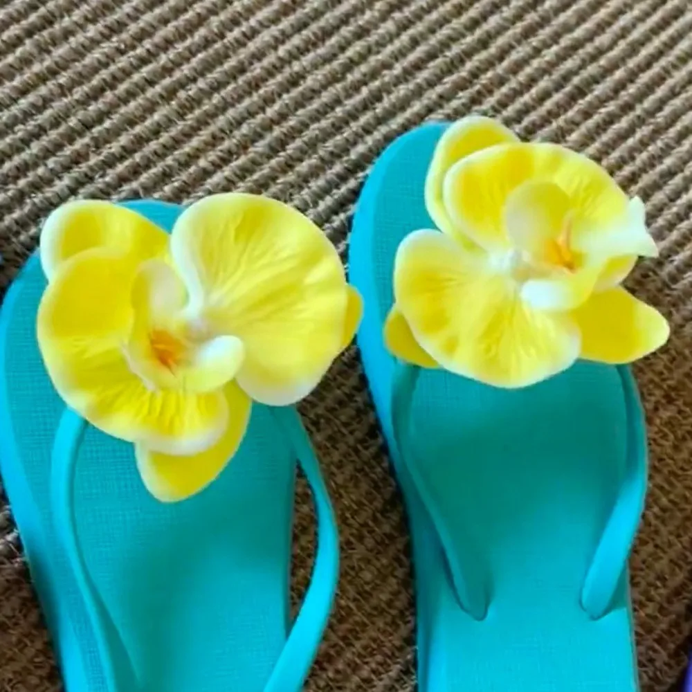 1 Paar Simulierte Bunte Thai-Fee-Schmetterlings-Blumen-Schuhschnallen, Schmetterlingsorchidee Phalaenopsis Schuhblumen für Sandalen – Detail 6