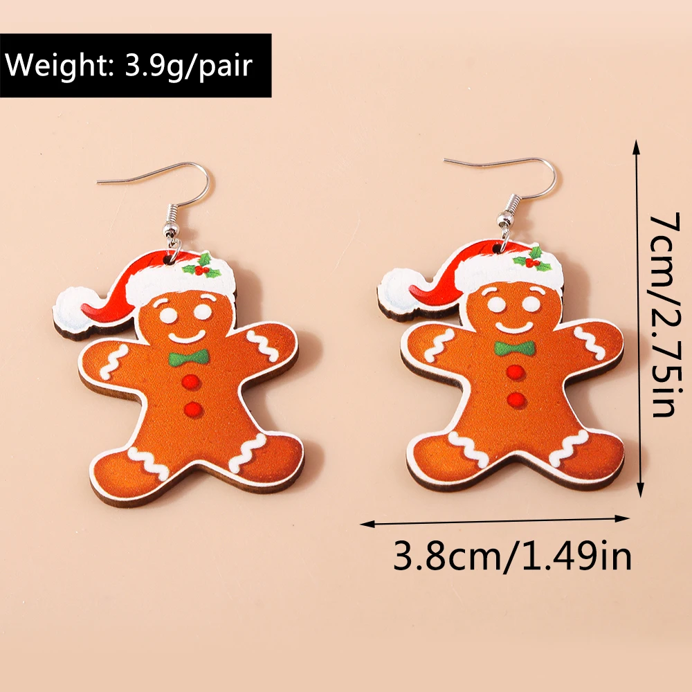 Aihua Neue Weihnachtsohrringe aus Holz für Frauen, niedlicher Weihnachtsmann, Schneemann, Schneeflocke, Hirsch, Baum, Ohrringe, Neujahrsparty, Schmuck, Geschenke – Detail 30