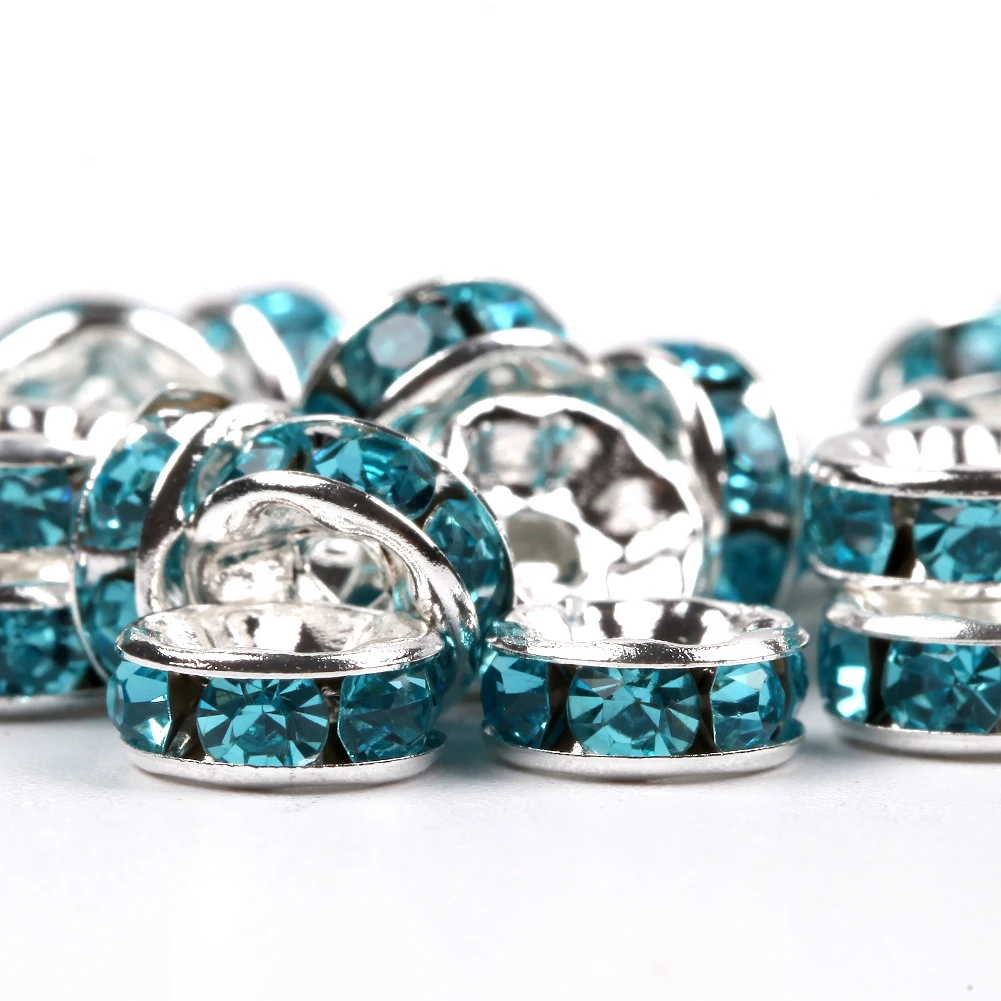 50/100Pcs Kupfer Zirkon Kristall Rondelle Perlen Strass Lose Spacer Perlen Für Schmuck Machen Erkenntnisse Armband DIY Zubehör – Detail 10