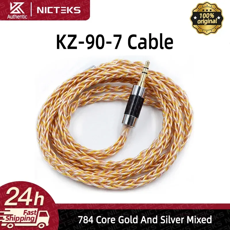 KZ Earphones Cable 8 Core Gold Silver Copper Mixed Upgrade Cable Hybrid 784 Cores 2Pin 3.5mm Plug Headset Wire For ZSN ZS10 PRO