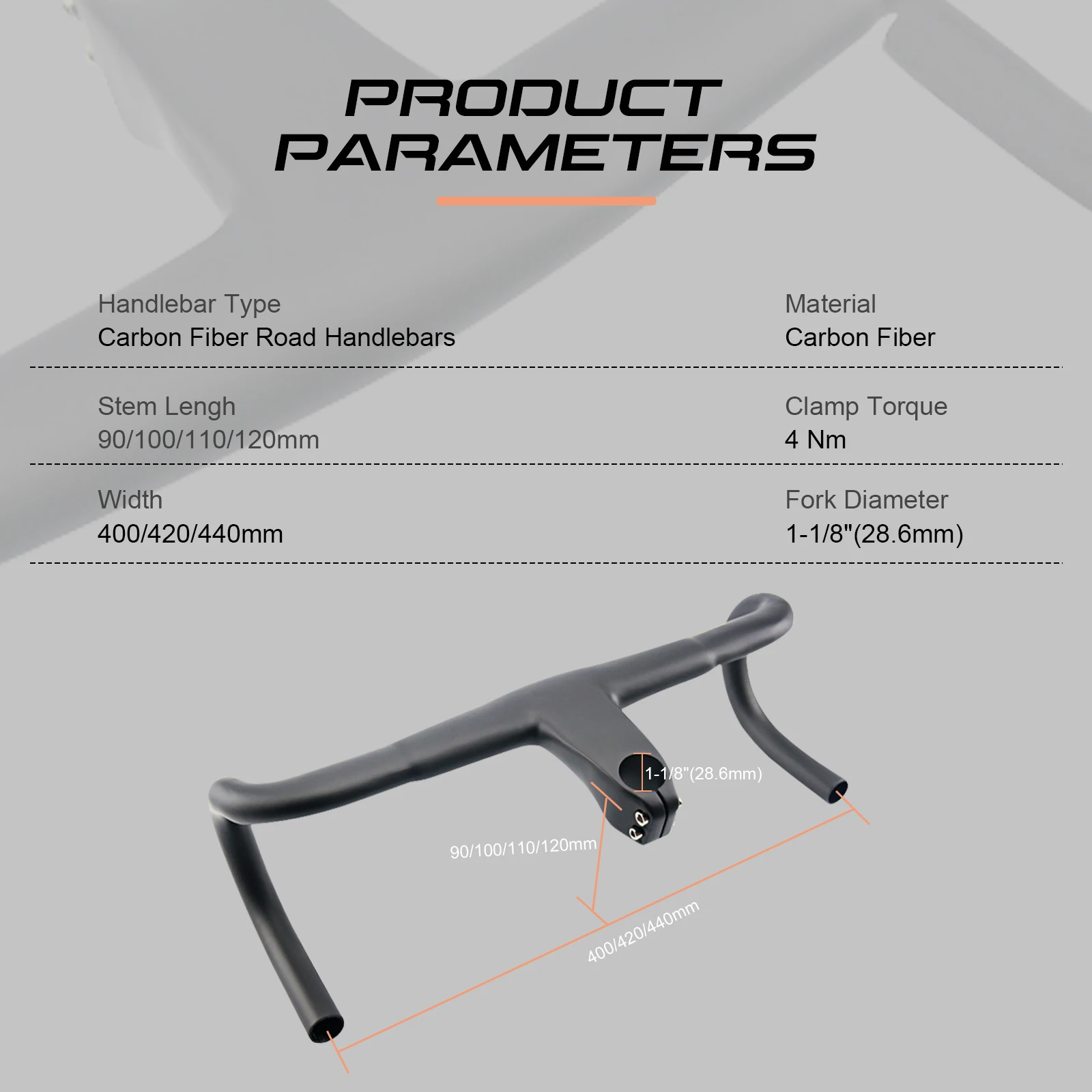 RXL SL Bicycle Handlebar Carbon Road Bike Handlebar Integrated 28.6mm Integrated Road Racing Bike Parts 400/420/440mm