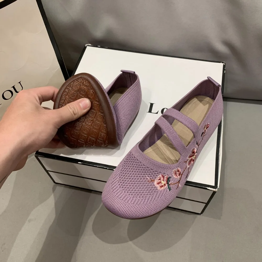 

Feerldi Laobeijing Daily Walking Shoes for Mom Designer Emboridery Flower Mary Janes Shoes Soft Soled Wedges Sneakers