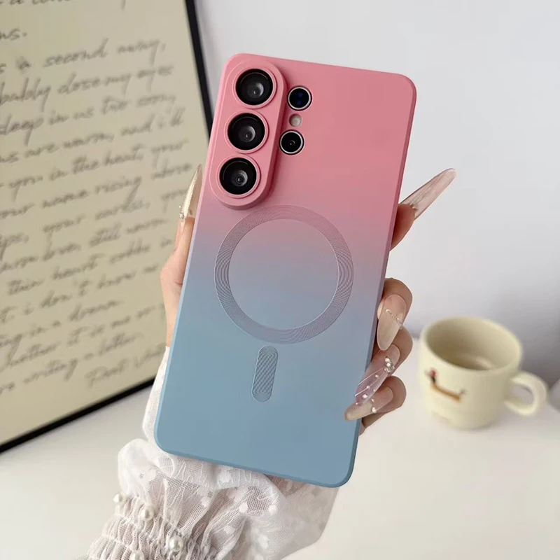 Dual Color Magnetic Wireless Charging Lens Protective Phone Case