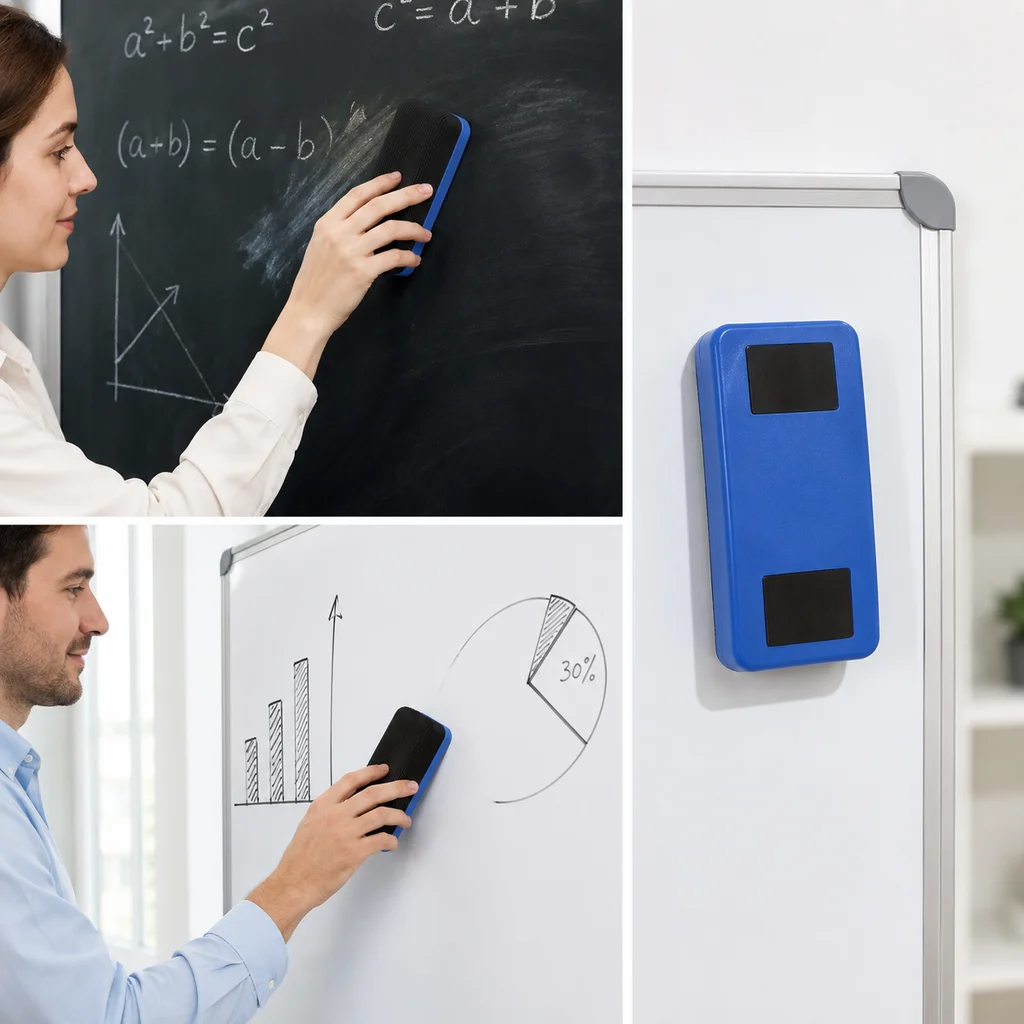 Cancellino magnetico durevole per lavagna bianca, con fondo in feltro, adatto per scuola, casa, ufficio universitario - immagine 6