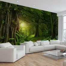  Trees Sunlight Jungle Forest Plants Nature Wallpaper Mural Photo Room Poster wall covering, wall decoration 