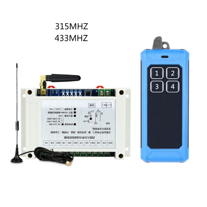 

315Mhz/RF433Mhz Wireless Remote Control 12V-24V 4CH Receiver Controller and 4Button Transmitter