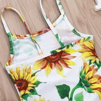 Toddler Baby Girls Swimsuit Summer Sleeveless Sling Sunflower Print Ruffle Beachwear Infant Cotton Swimwear Bikini Bathing Suit 5