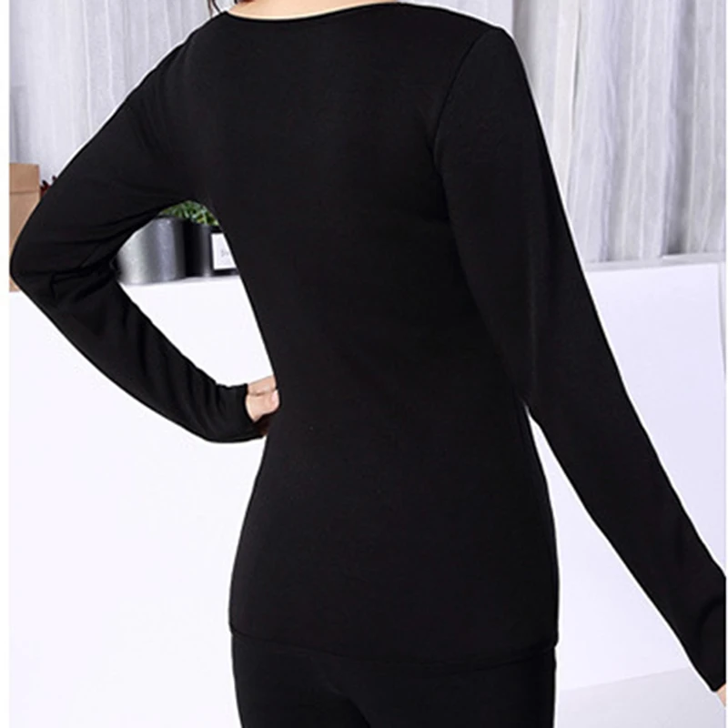 2XL Long Sleeve Single Layer Velvet Thermal Clothing For Women Winter Underwear O-Neck Basic For Thermos Tops Female Second Skin