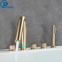 Brushed Golden Bathroom Faucet Black Bathtub Shower Faucet Set Pull Out Shower Sprayer Black Chrome Bath Shower Mixer Tap 2