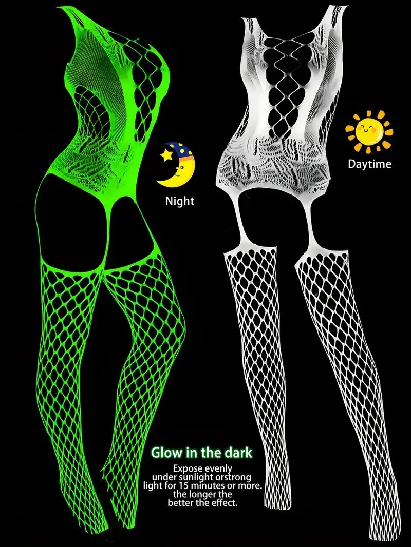 Body de lencería Sexy que brilla en la oscuridad, Catsuit transparente para mujer, ropa sexual sin entrepierna. 3 Body de lencería Sexy que brilla en la oscuridad, Catsuit transparente para mujer, ropa sexual sin entrepierna. 3