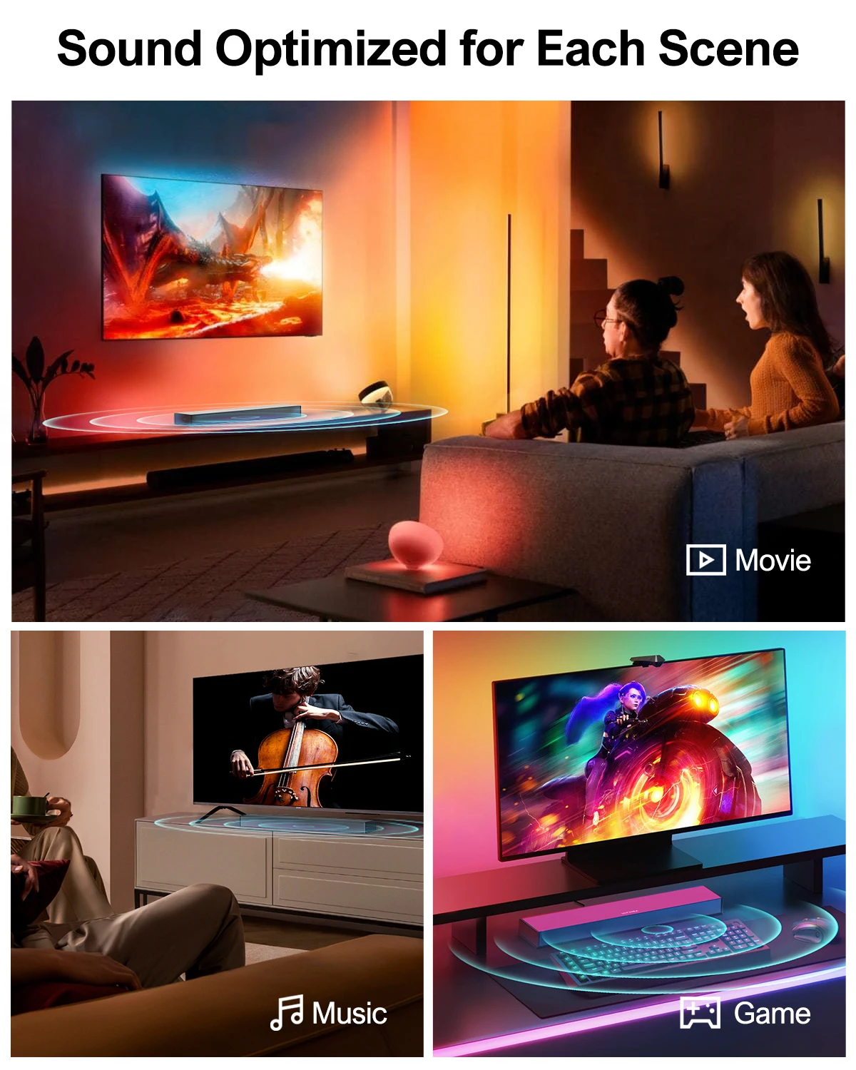ULTIMEA 160W TV SoundBar 2.1 Bluetooth Speaker 5.3 Home Theater Sound System 3D Surround Sound Bar Subwoofer Bluetooth Speakers 4