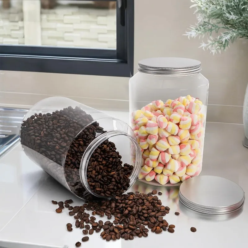 1-Pack 1 Gallon Clear Plastic Jars - BPA Free Airtight Food Storage for Dry Goods, Pickling & Fermenting, Wide Mouth Lid (118oz)