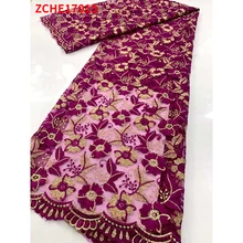 

African Two color embroidery Embroidered lace Ankara Tulle Mesh Lace Fabric suitable for ladies dress sewing ZCHE17015