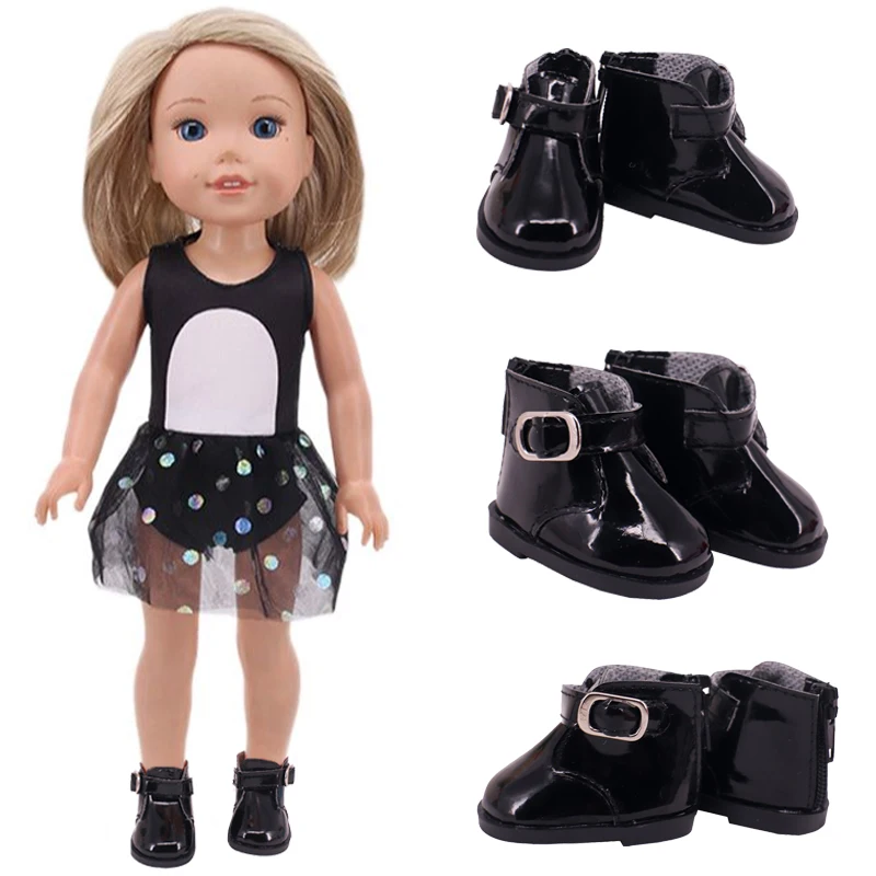 5 Cm Black Buckle PU Doll Shoes Sneakers Canvas For 14 Inch Doll&BJD 20cm Cotton Doll 30-33cm Paola Renio Girl`s Toy Russia Gift 2