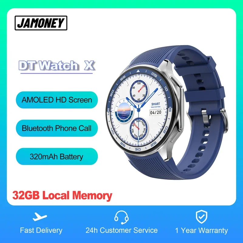 HD Amoled Screen DT Watch X Men's Fashion Smartwatch 390Mah Large Capacity Battery for Men Watch