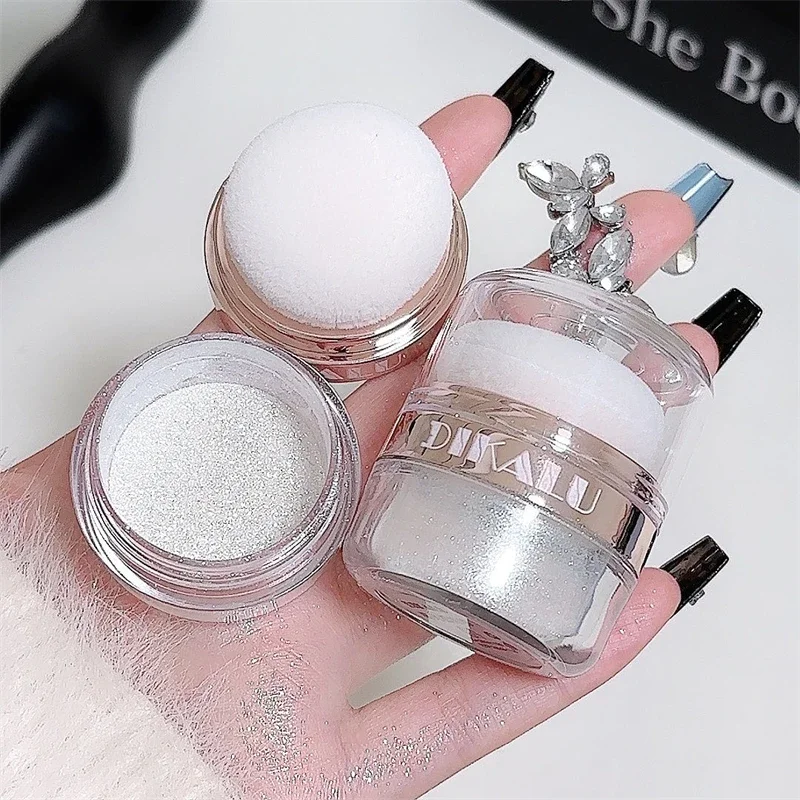 Fairy Powder Highlighter Patting Powder Moonlight White Body Shimmering Contour Blush Brightening Glitter Loose Powder Makeup 6