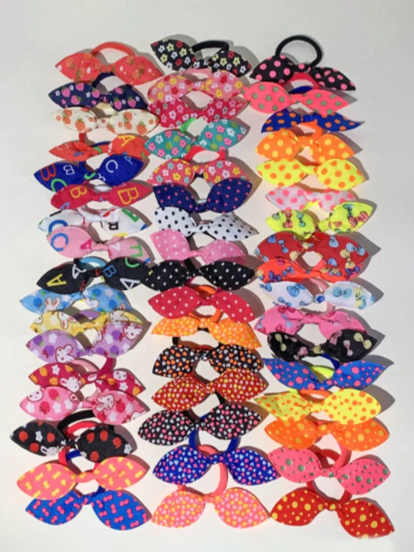 50 יחידות גומיות גמישות אביזר שיער חמוד קשת צבעונית חוט שיער לנשים סרט ראש