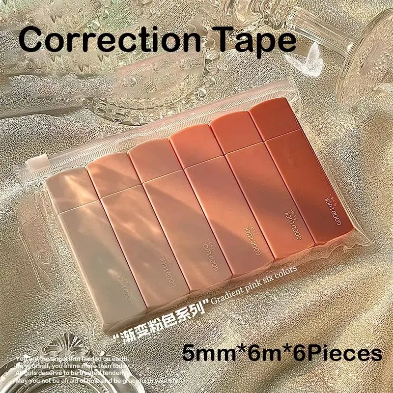 QIANKONG 6pcs/pack 5mm*6m Cute Correction Tape Student Error Eraser Tape Pen-type School Office Supplies Creative Stationery correction tape