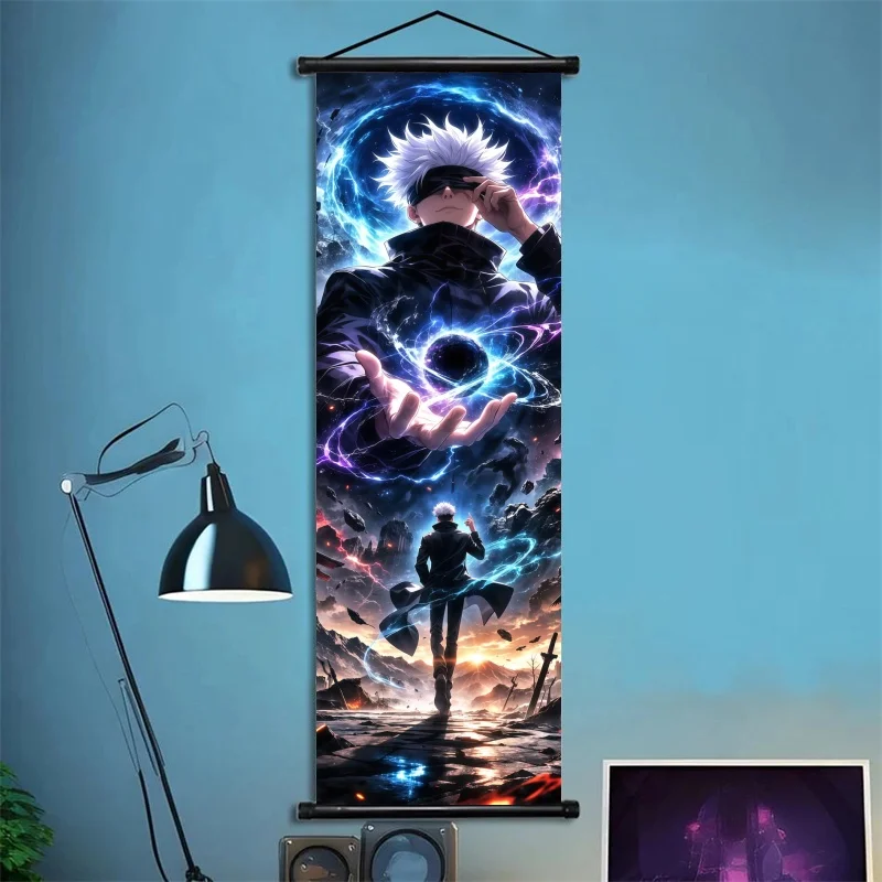 Jujutsu Kaisen Gojo Satoru Fabric Wall Art Scroll for Bedroom or Gaming Room Decor