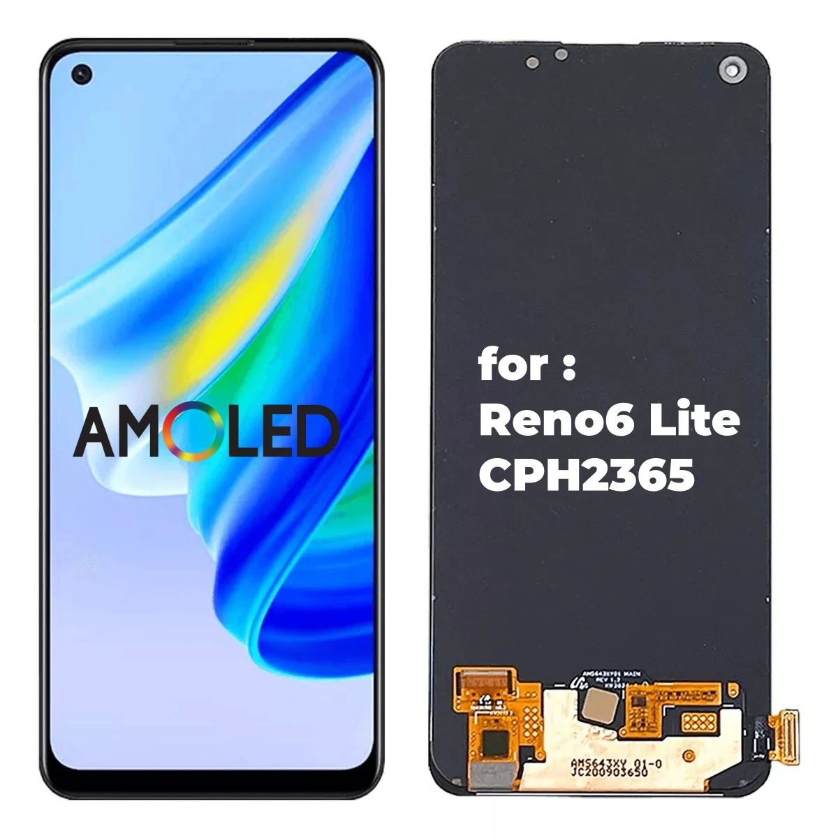 

iParts Replacement for Oppo Reno6 Lite CPH2365 Reno 6 Original AMOLED LCD Display Touch Screen Assembly Black