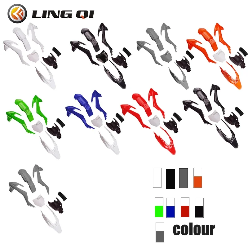 LING QI Motorcycle Plastic Fairing Body Kit Cowling For China KT65 Motocross Dirt Bike Pit Bike KT 65 Motorcycle Parts