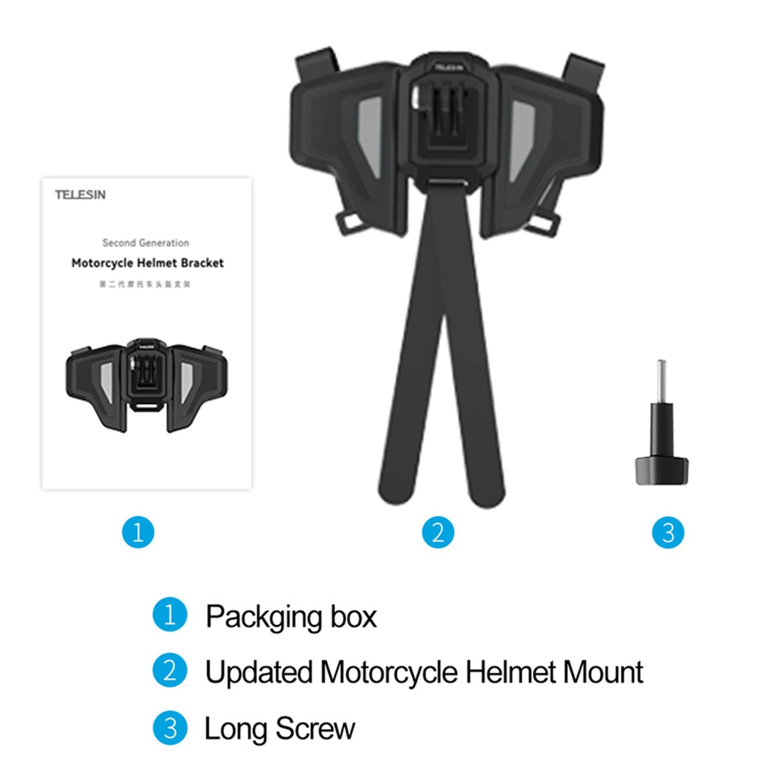 Supporto Casco Moto TELESIN Per GoPro E Action Cam - Regolabile A 180&deg; In Silicone Antiscivolo