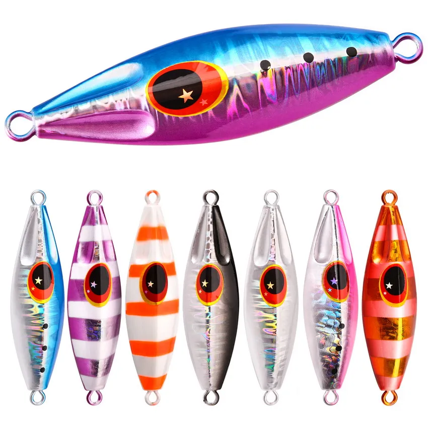 

8pcs/lot Metal Jig Fishing Lure Weights 30g-120g Fishing Jigs Saltwater Lures Bass Isca Artificial Fake Fish Glitter Holographic
