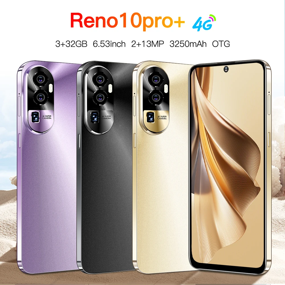 글로벌 VER Reno10 프로 4G 스마트폰, 쿼드 코어, 3GB + 32GB, 6.53 인치 미니 스마트폰, 안드로이드 휴대폰, 3250mAh 배터리, 페이스 1D
