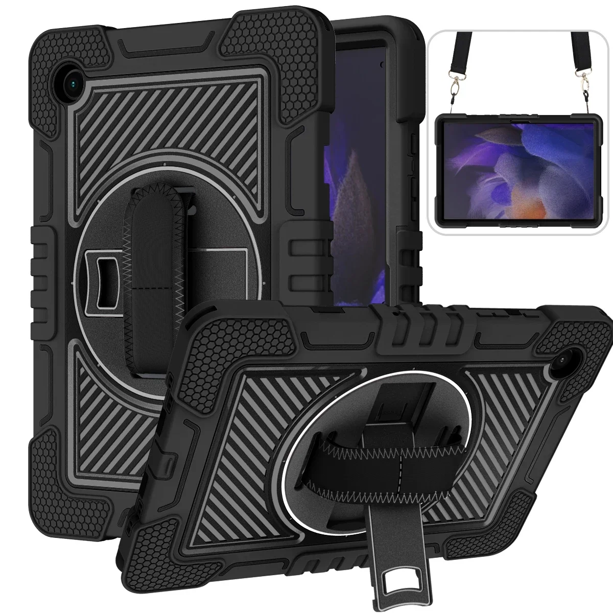 

For iPad 10.2 9th Generation Case For Air 5 10.9 Mini 6 Pro 11 2th 3th 4th 9.7 2017 2018 Cover + Kickstand Hand Shoulder Strap