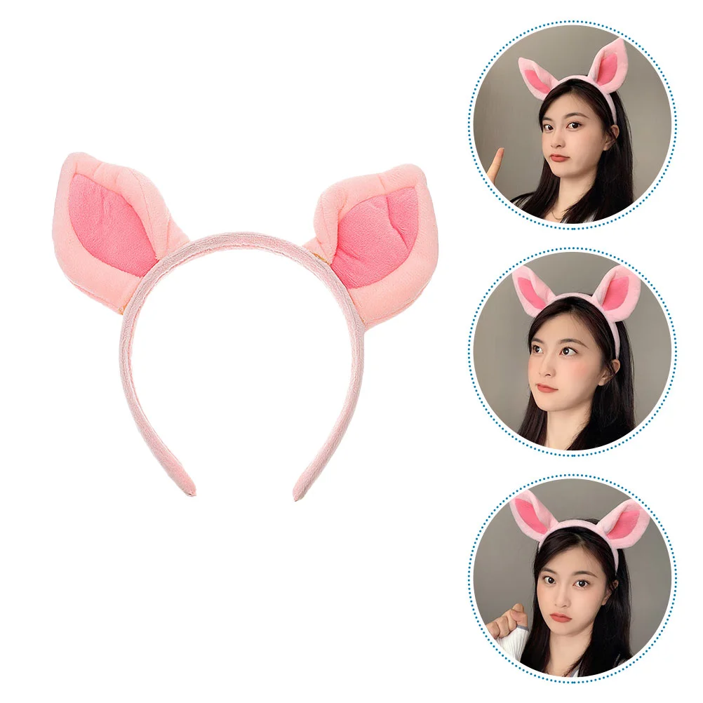 

2 Pcs Pink Pig Ears Headband Cute Animal Party Headbands for Adults Holiday Women Women's Headpiece Christmas Cosplay Headgear