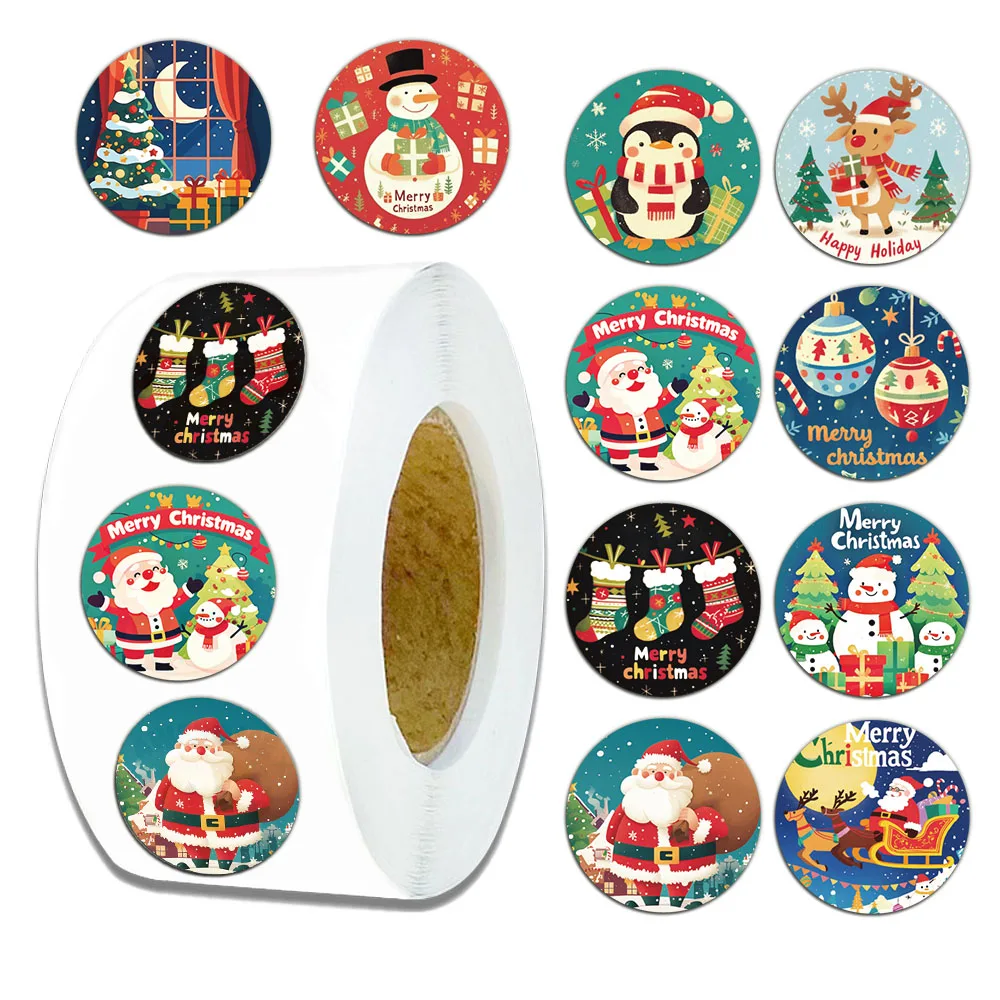 500PCS Cartoon Kreative Weihnachtsgeschenk Aufkleber Siegelaufkleber Frohe Weihnachten Klebeetiketten