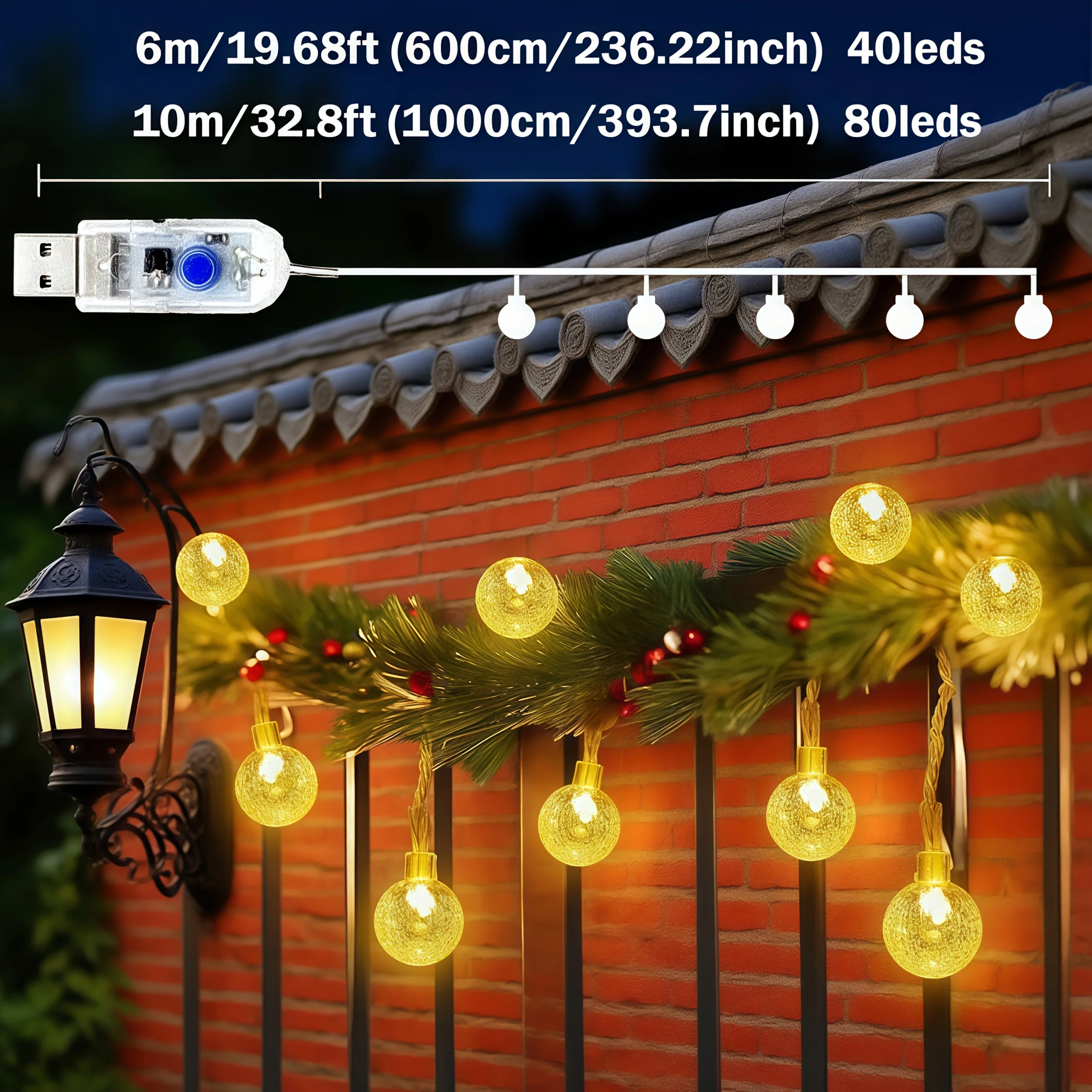 Crystal Bubble Fairy Lights USB Remote Control Christmas Lighting 8 Modes Indoor Room Garden Wedding Birthday Party Decorations