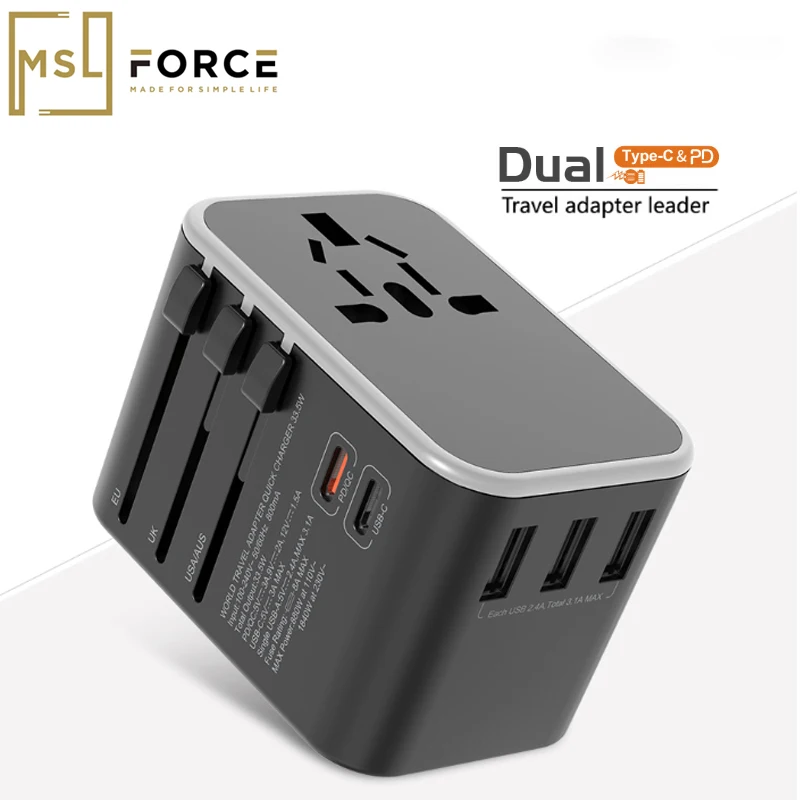 Type M AP-10L Fast Charging Africa Botswana Safe Dual USB & USB-C 2 USA Socket Compact & Powerful Use in S South Africa Travel Plug Adapter with QC 3.0 & PD by Ceptics 