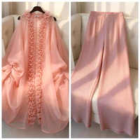 Ensemble deux pièces africain élégant à volants, sans manches, Cape caftan ample, taille haute, jambes larges, pantalon plissé, événements, fêtes, occasions, nouveau 2