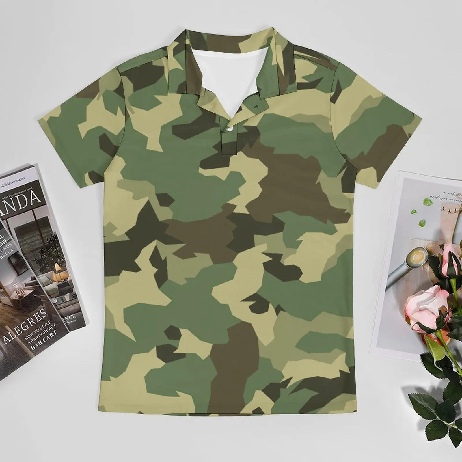 Classic Camo Casual Polo Shirt Camouflage Military Design T-Shirts  Short-Sleeved Shirt Summer Retro Oversized Polo-Shirts