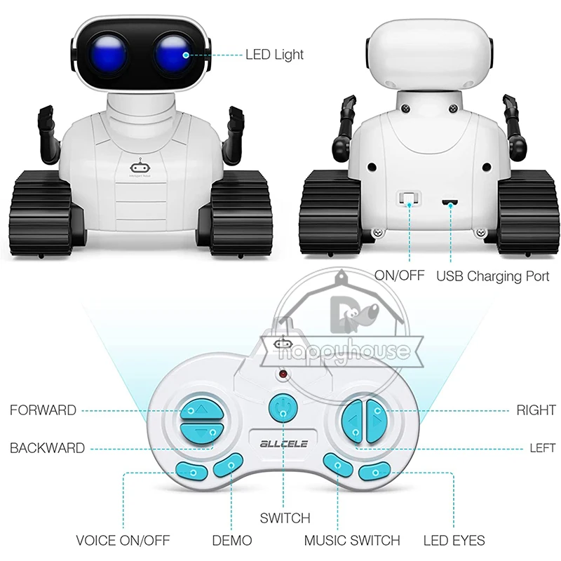 Robot Toys Rechargeable RC Robot for Boys Girls Remote Control Toy with  Music LED Eyes Dance Move Gift for Children Age 3 Year