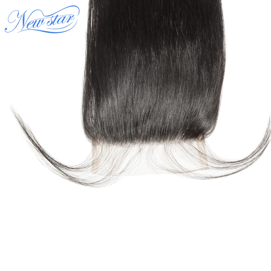 Brazilian Invisible HD 4x4 Closure Straight New Star Virgin Hair Transparent Free Part Closure Brown Lace 3part with Bay Hair