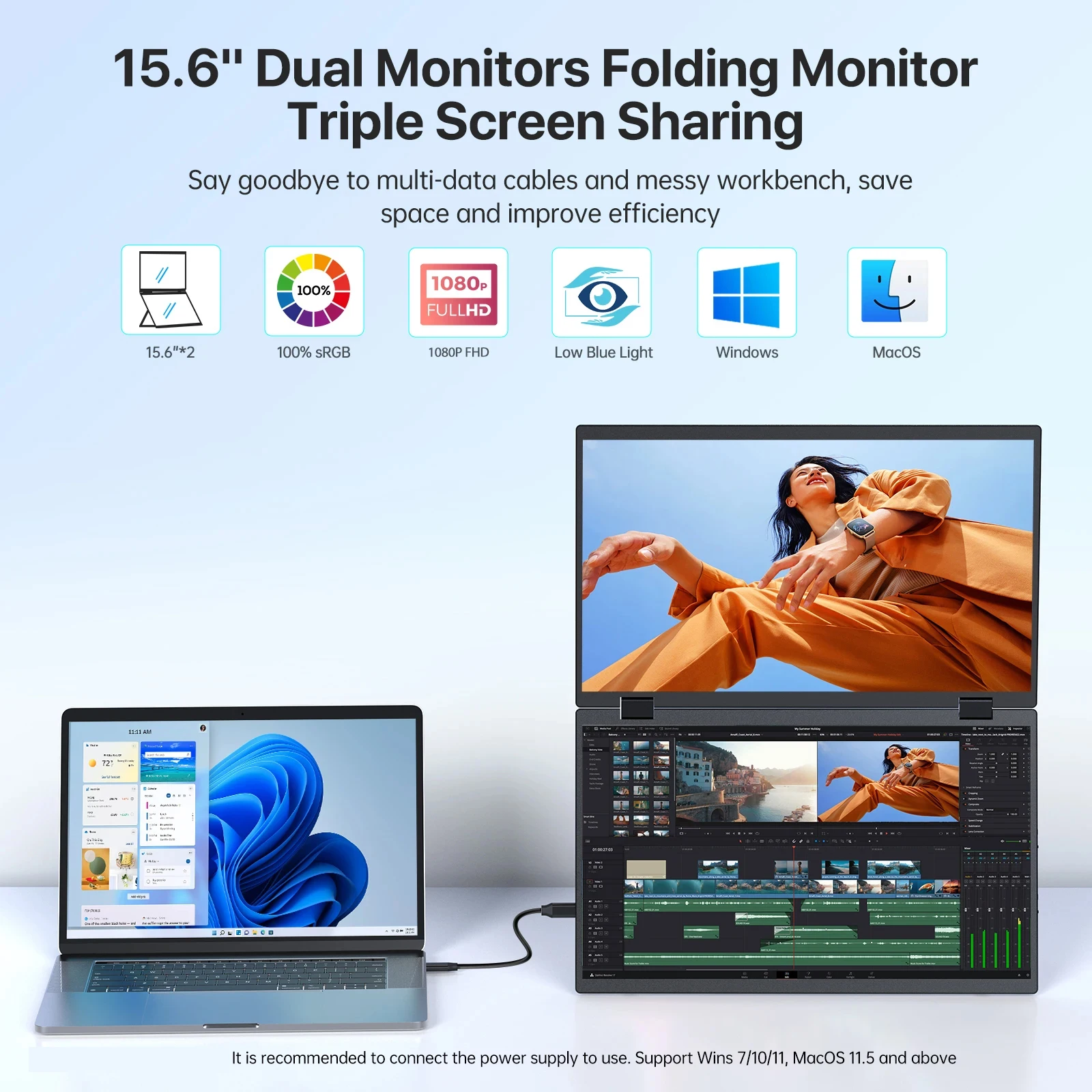 UPERFECT UStation Delta 15.6ġ   ̺ ʿ  Ʈ PC Mac ȭ Type C ̴ HDMI Ե  ޴ ÷